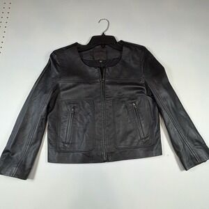 Joie Moto Jacket Womens XS Black Good Lambskin Soft Leather Silk Lined